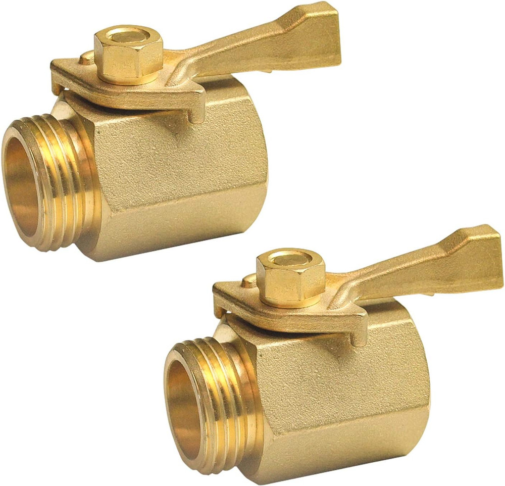 2 Pack Solid Brass Garden Hose Shut off Valve with 2 Extra Rubber Washers, 3/4 I