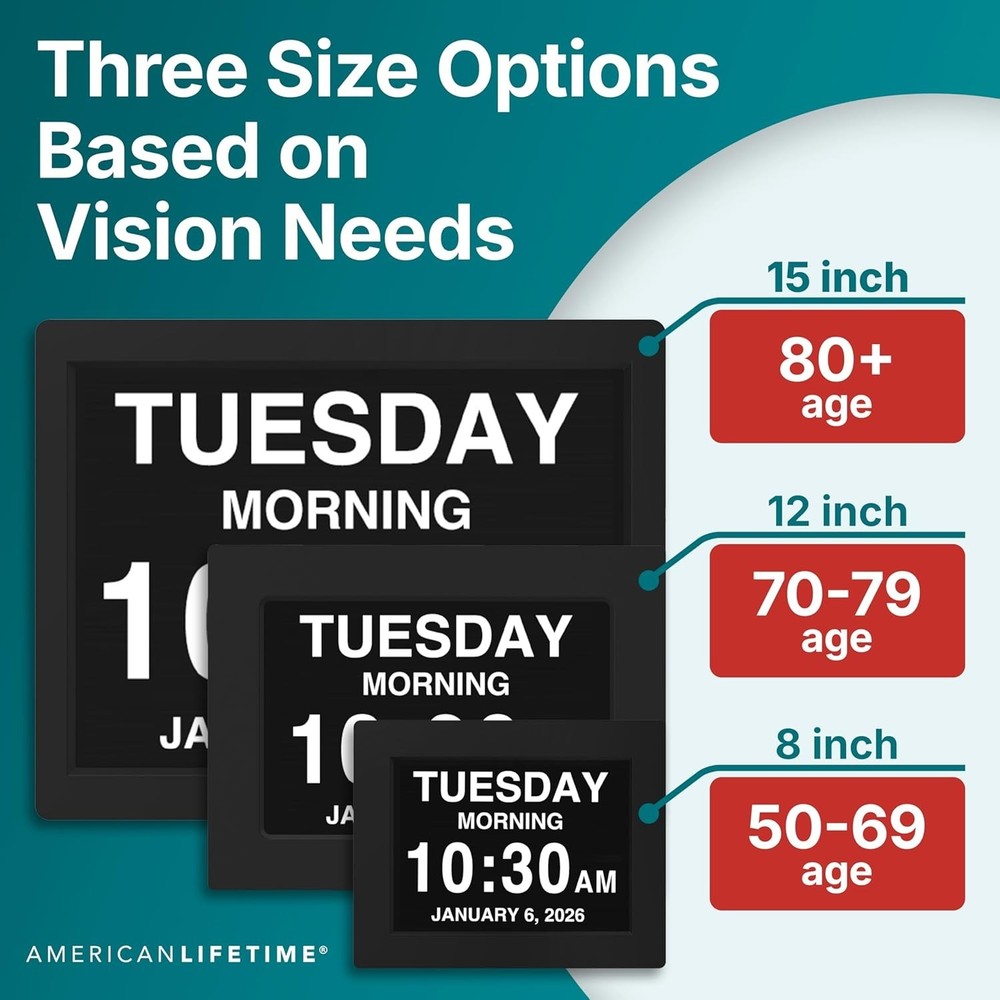Large Display Dementia Clock for Seniors
