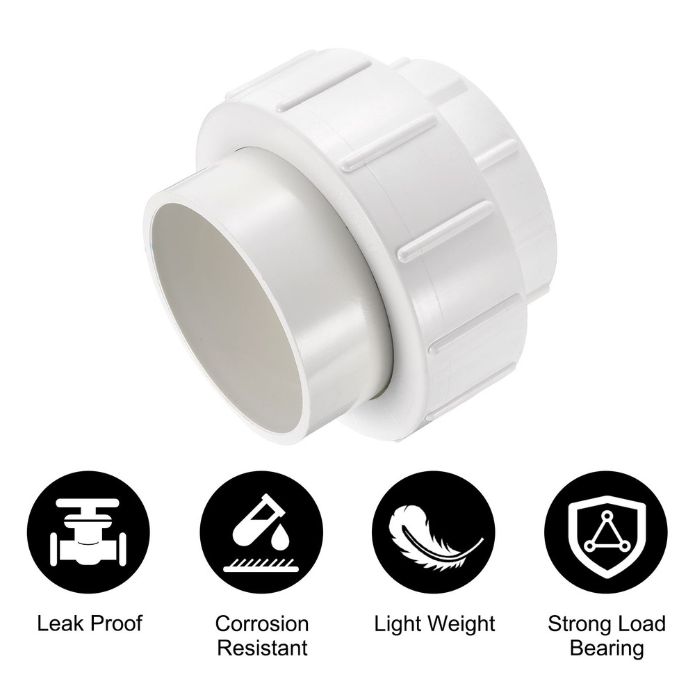4" Union PVC Coupling Pipe Fitting Adapter, White