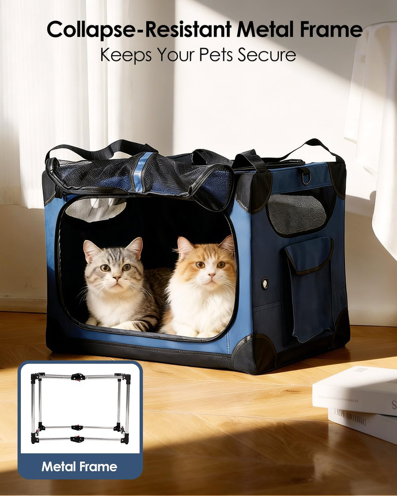 Extra Large Cat Carrier for 2 Cats, XL with Removable Divider, Foldable Soft-Sid