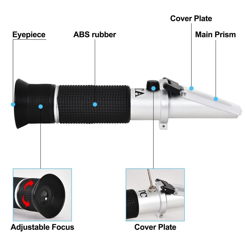 Portable Brix Refractometer with ATC, Accurate Dual Scale Brix Meter Specific..