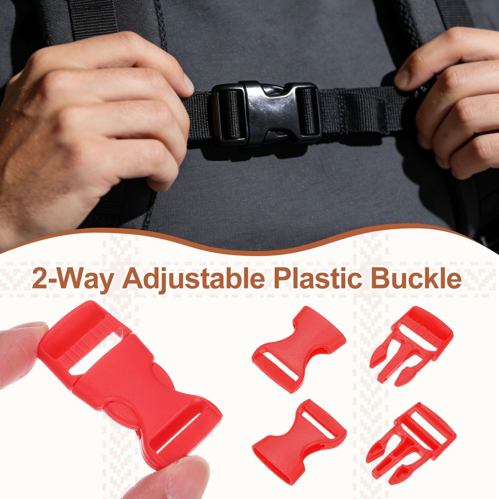 4 Pack Quick Side Release Buckle, 0.8" Plastic Buckle Clip, Red