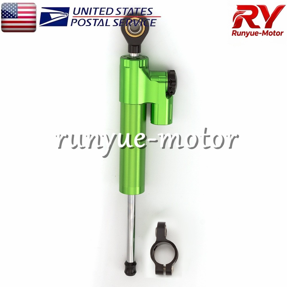 Adjustable Steering Damper Stabilizer Linear Control Universal Aluminum Green