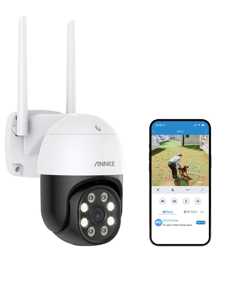 ANNKE 4MP Wireless PTZ Security Camera Auto Tracking Two Way Audio Color Night