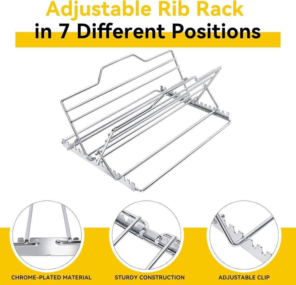Multi-Purpose Adjustable Roasting Rack Turkey Roaster Set Complete W/ V-Shaped