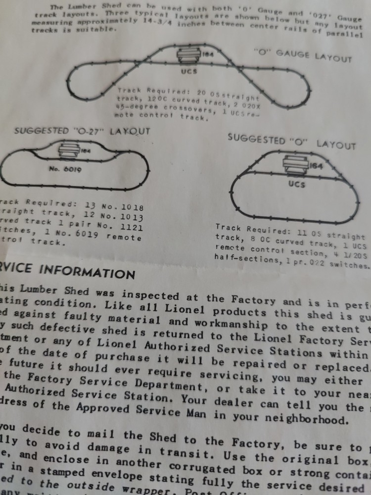 Lionel 164 Remote Control Lumber Loader Instruction Dated 7-49