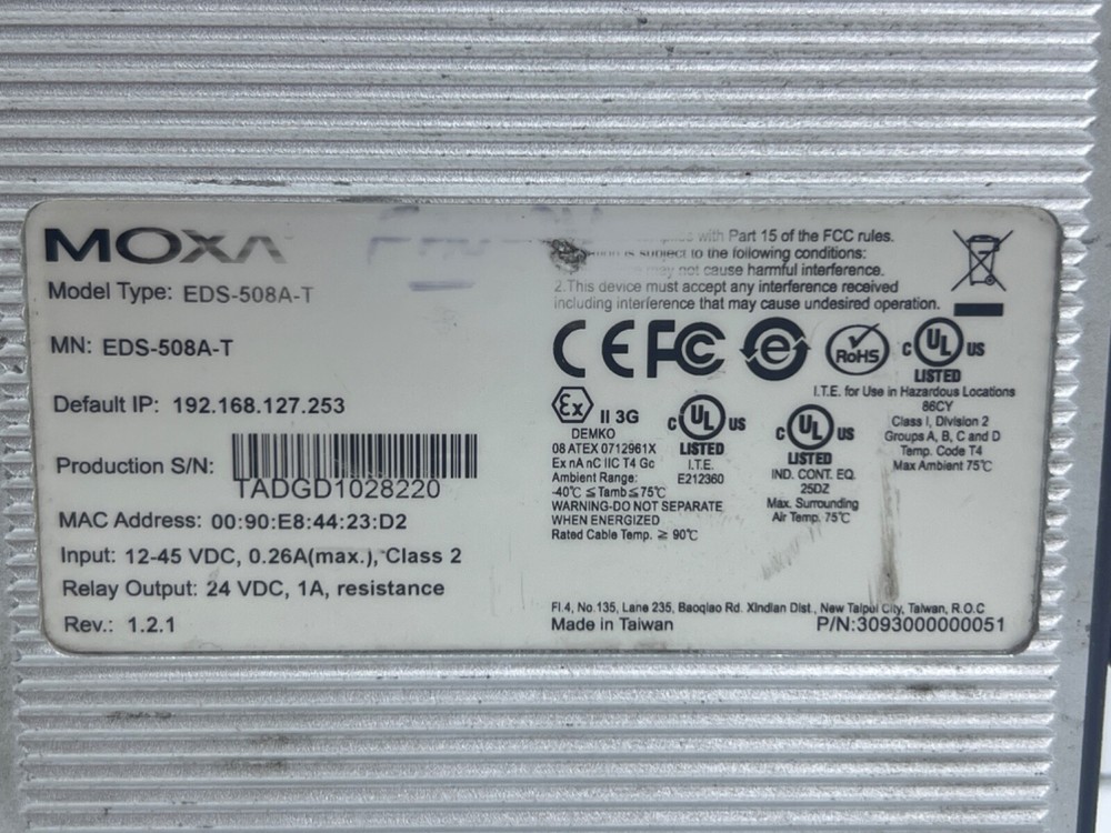 MOXA EDS-508A-T ETHERNET SWITCH 8 PORT