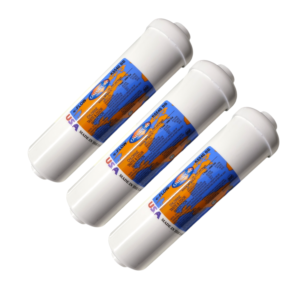 Omnipure K5540-BB Inline GAC 10" x 2.5" Postfilter 1/4"NPT 3-PACK