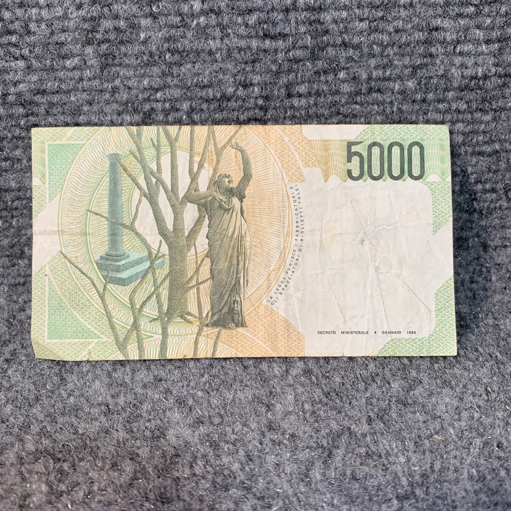 ITALY 1985 5000 LIRE NOTE / BELLINI