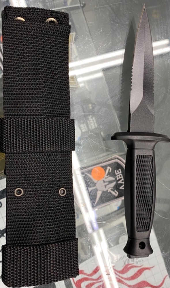 STURM MILTEC COMBAT KNIFE / MULTI-PURPOSE SERRATED BOOT KNIFE W/ SHEATH (