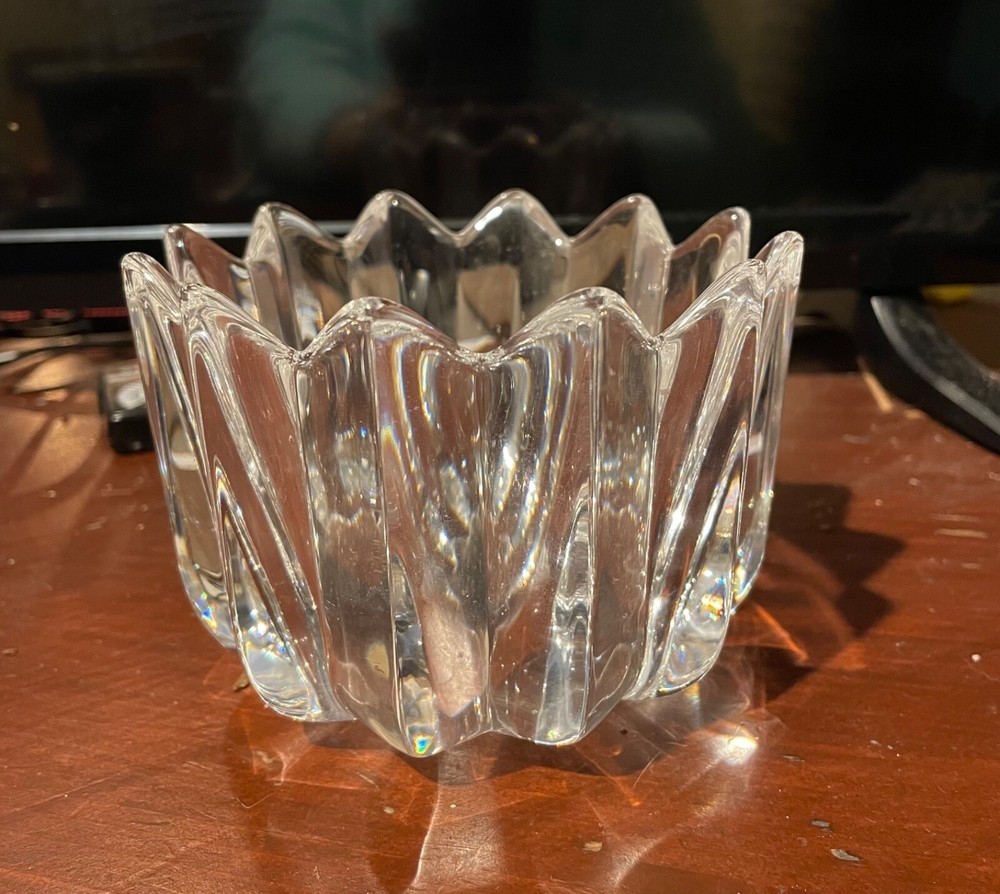 ORREFORS  "CROWN" Heavy Crystal Bowl ~ Signed