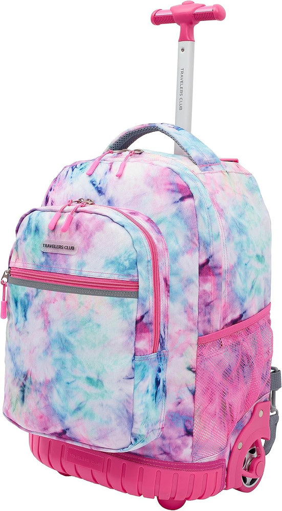 18" Rolling Backpack with Shoulder Straps, Tye Dye