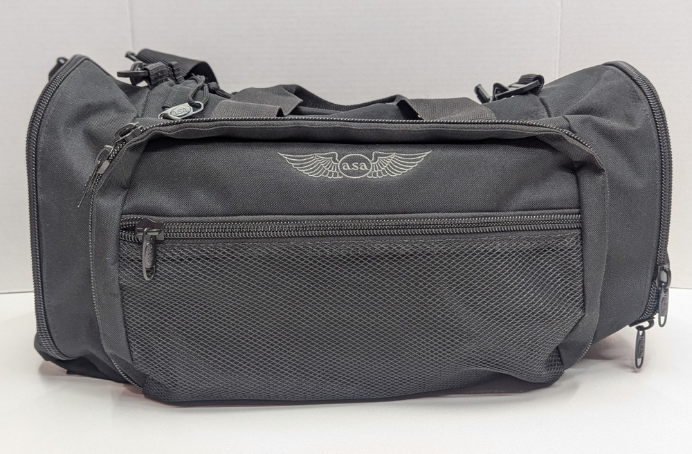 ASA AirClassics Pilot Flight Bag Pro 2 Black Blue Multi Pockets EUC