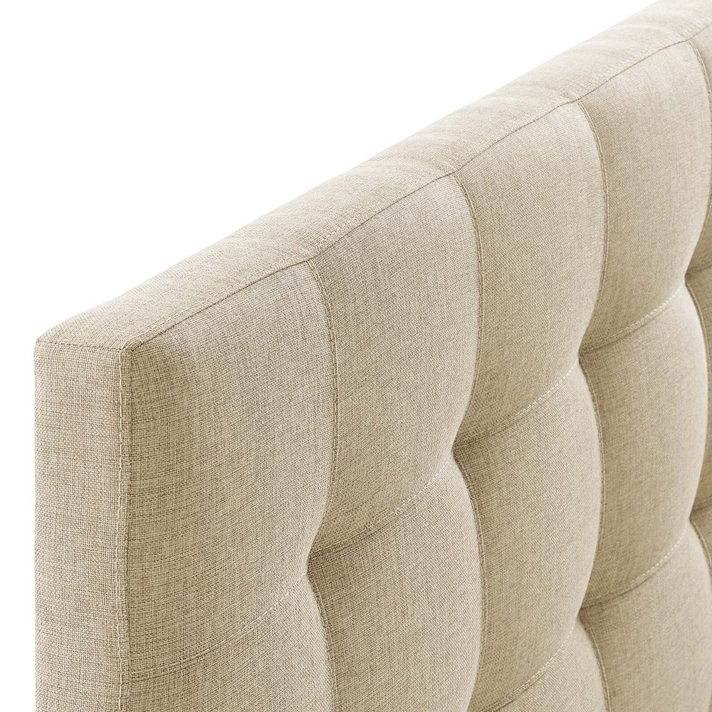 Modway Tufted Upholstered Fabric Square Full Size Headboard in Beige