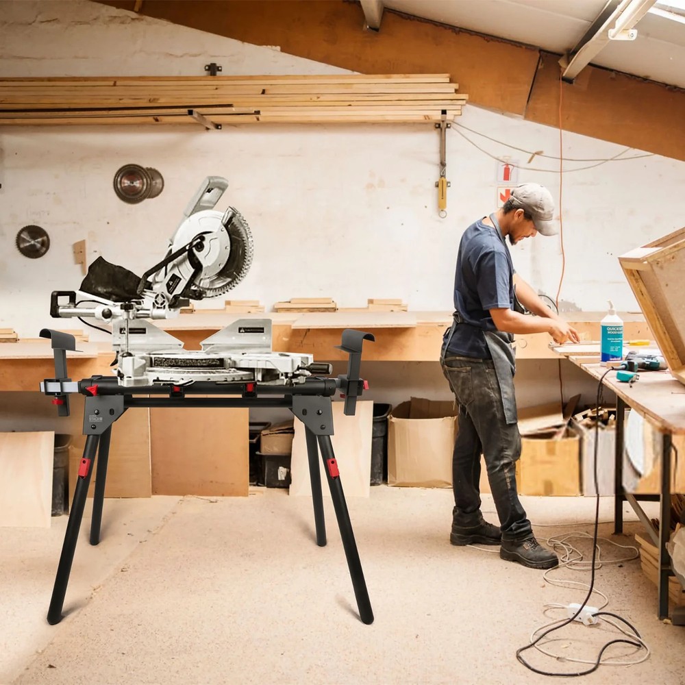 Hyper Tough Hyper Stack 500 lb Heavy Duty Miter Saw Stand, Holds 10' Boards