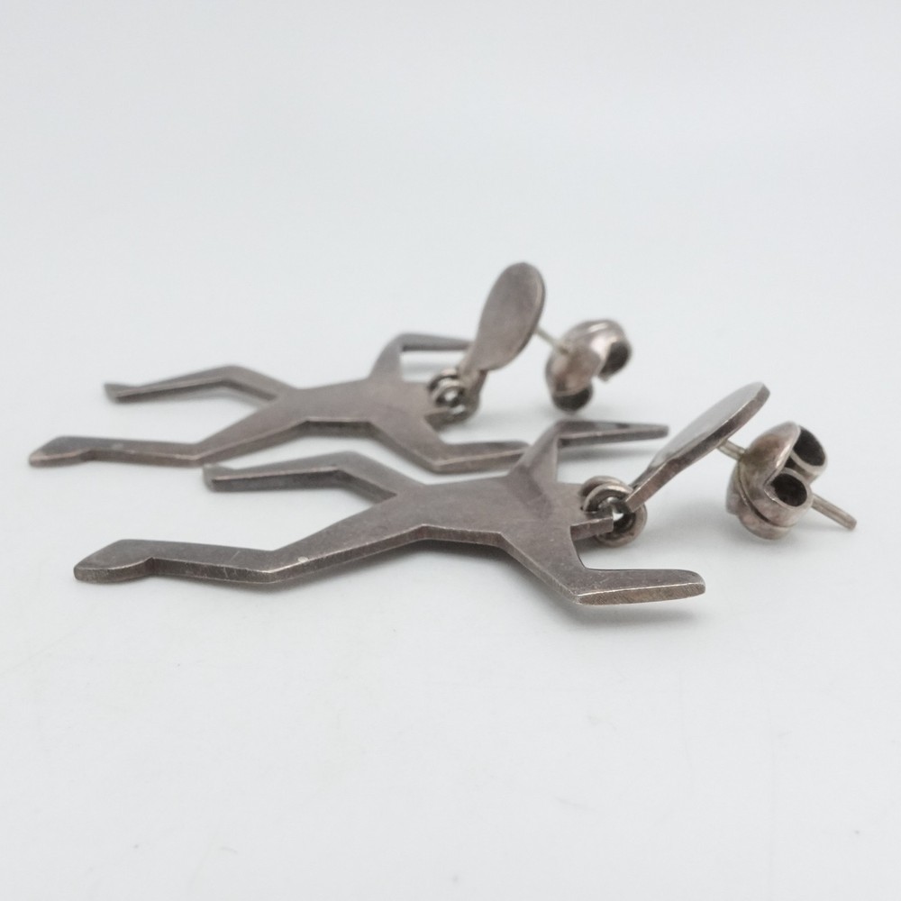 Sterling Silver Tribal Dancing Dangle Earrings 2"
