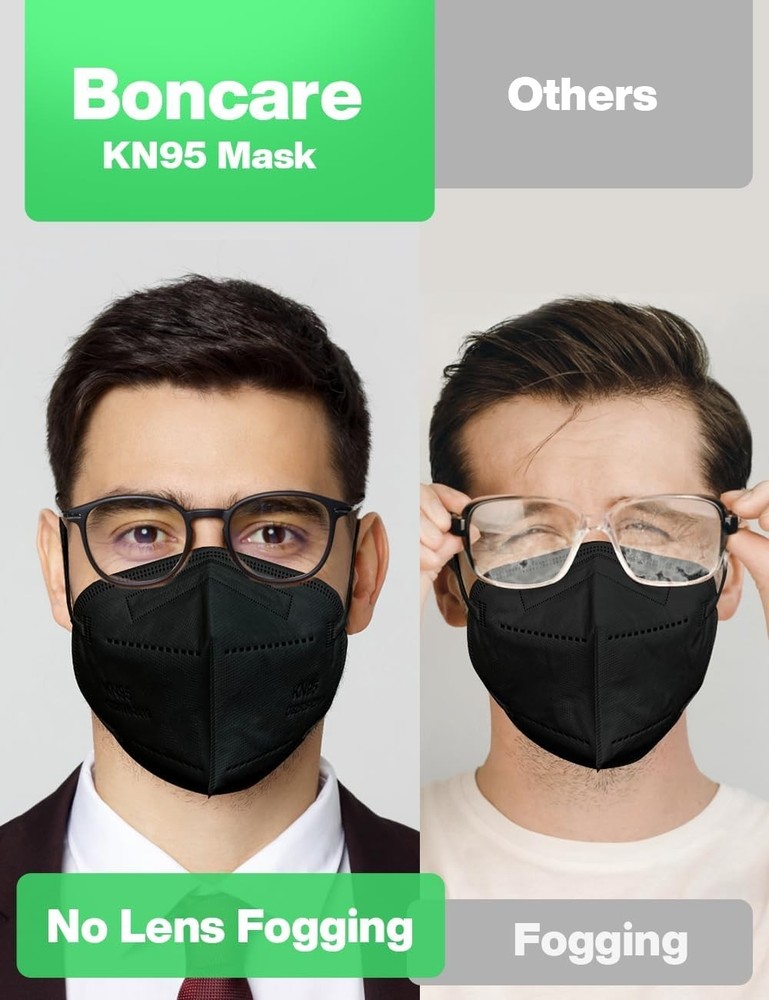 s 50 Pack, Black, 5-Layer Disposable Face Masks, Breathable and Comfortable
