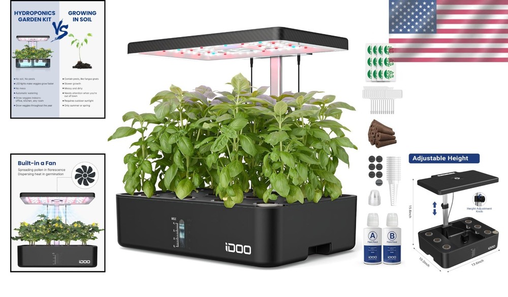 Hydroponics Growing System Kit 12 Pods with Adjustable LED, Ideal Gift for Ga...
