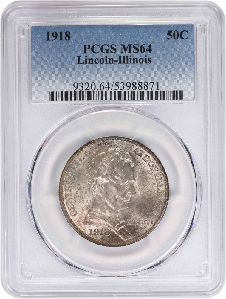 Lincoln Commemorative Half Dollar 1918 MS64 PCGS