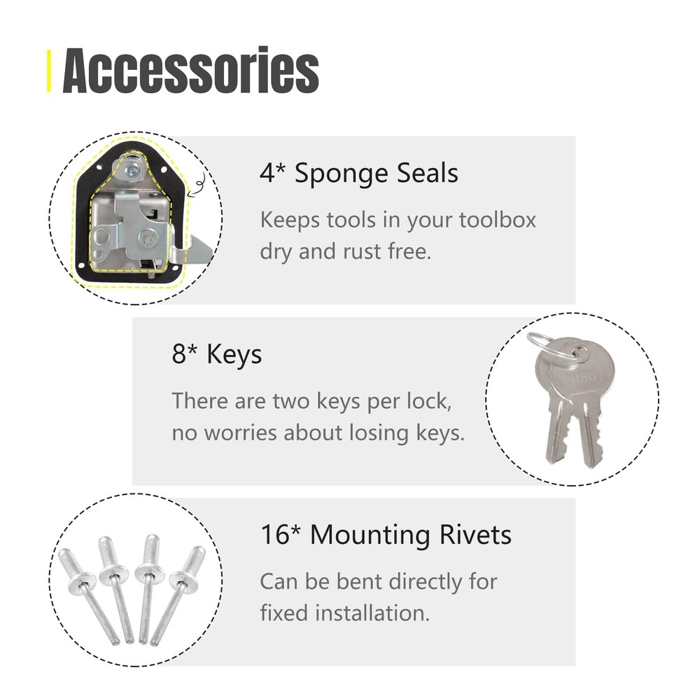 YESHMA 2Pcs Truck Tool Box Latch Toolbox Paddle Lock Replacement 2 Pieces