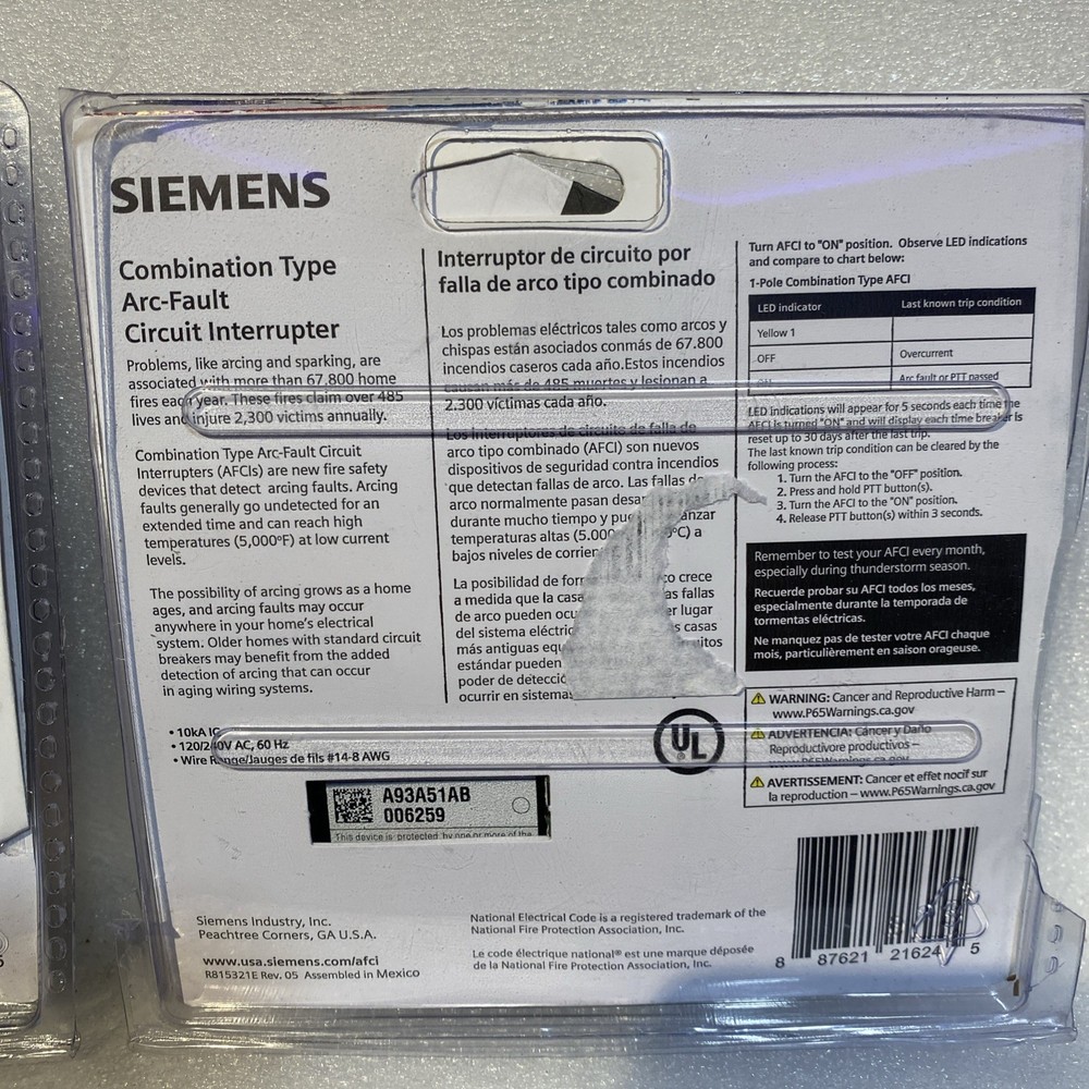 2 Pack Siemens QA115AFCP