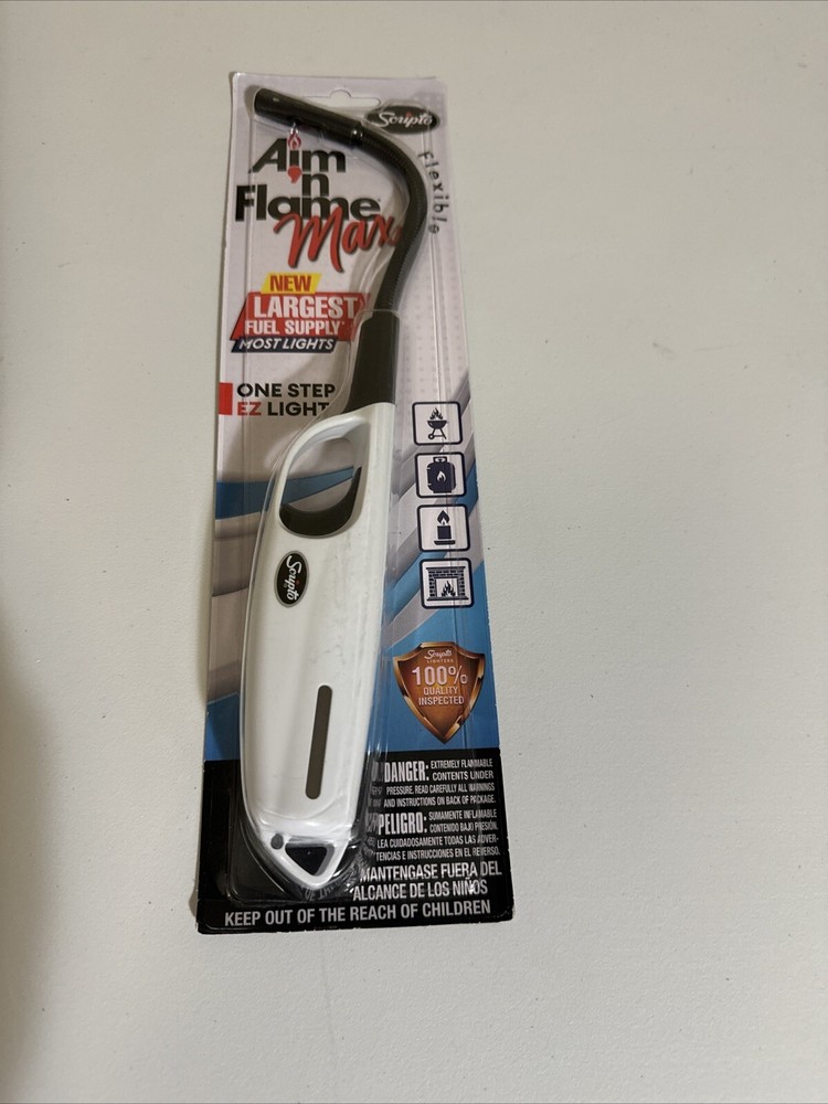 Scripto Aim N Flame Max Flexible Lighter White