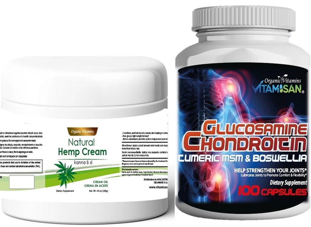 Extra Strength Hemp support Relief Cream + GLUCOSAMINE TUMERIC JOINT Muscles