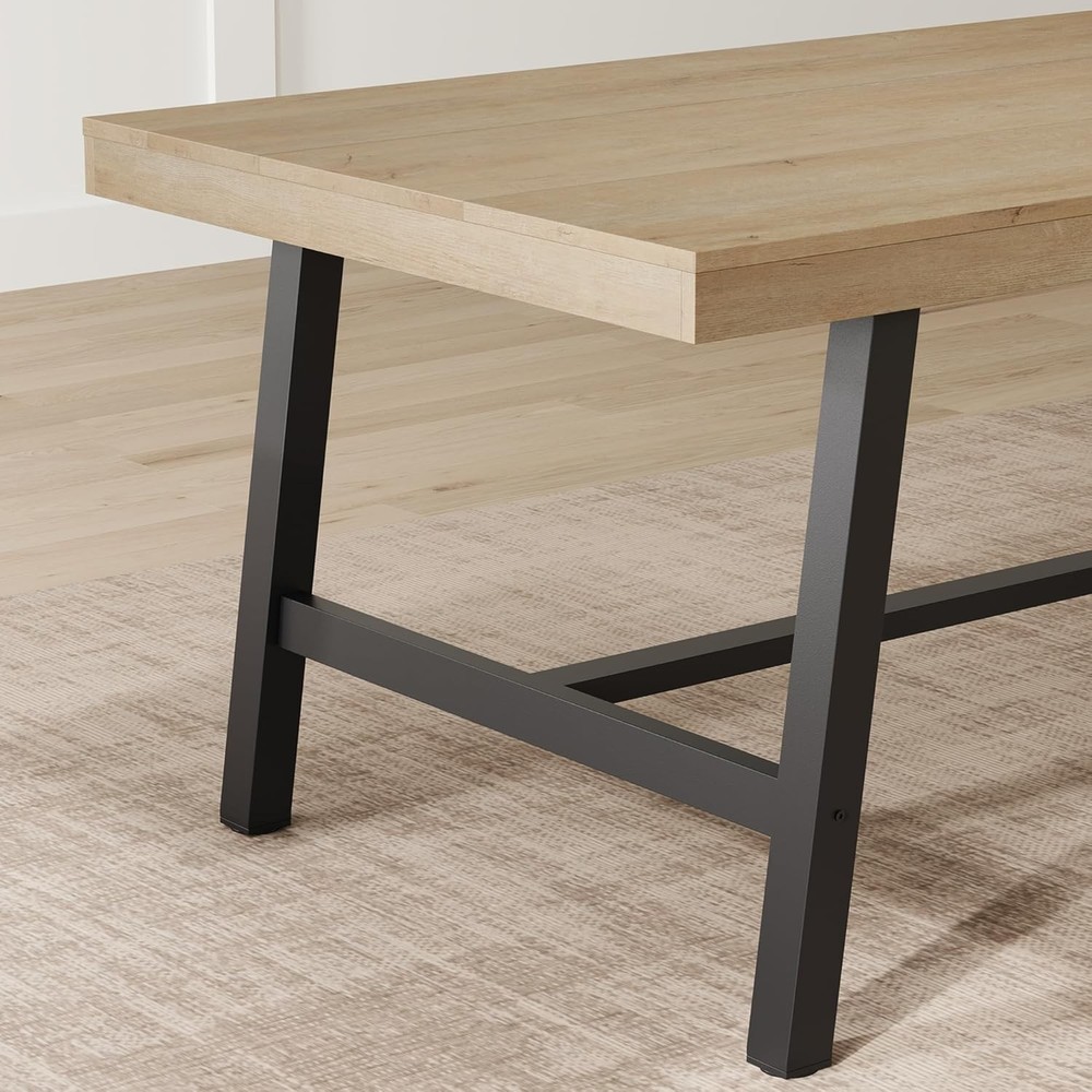 63 in Dining Table 4-6 People Industrial Rustic Wood Rectangular Kitchen Table