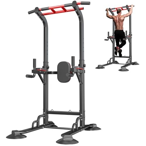 Pull Up Bar Station Power Tower,12-Level Adjustable Multi-Function Pull Black