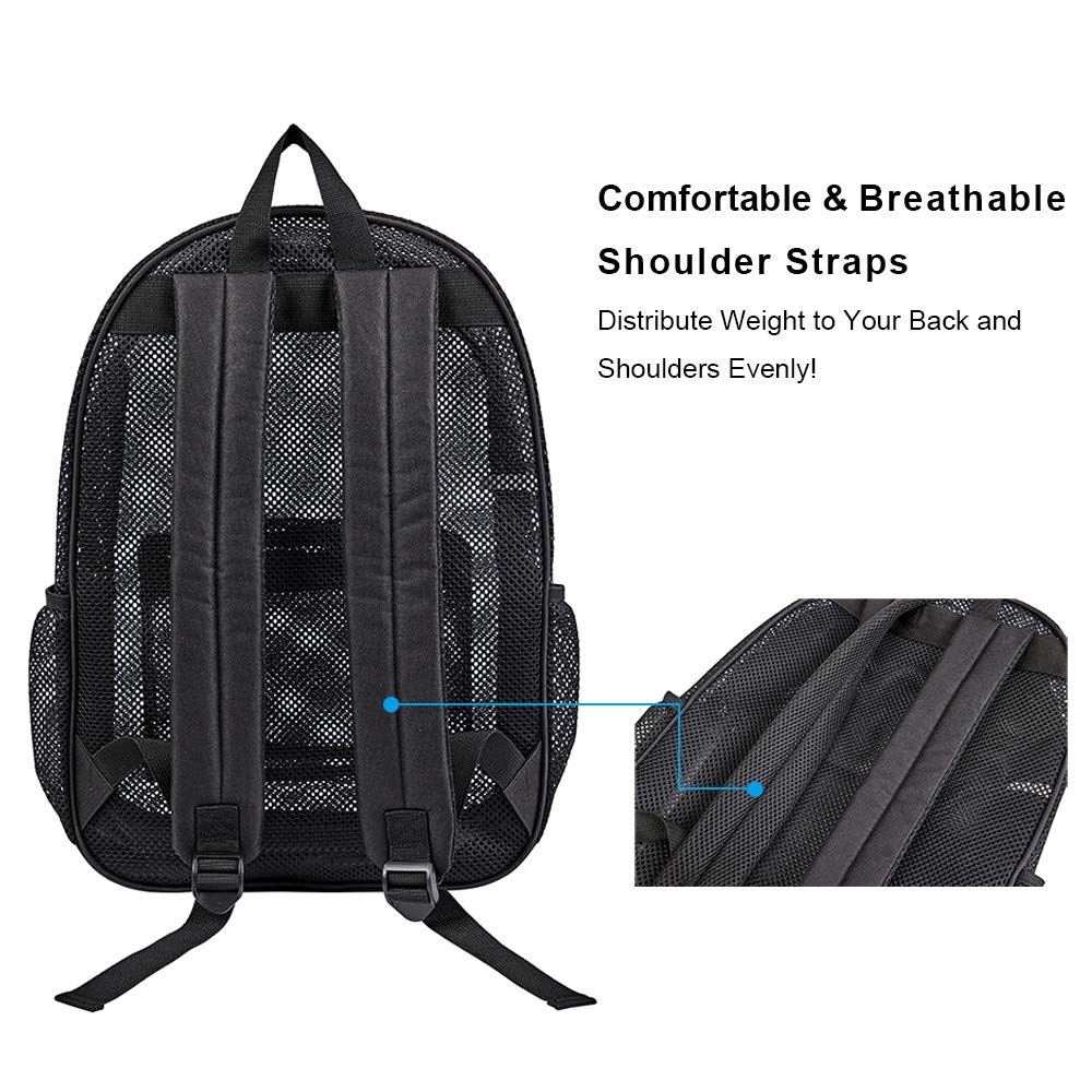 Heavy Duty Mesh Backpack, See Through College Backpack with Padded Shoulder S...