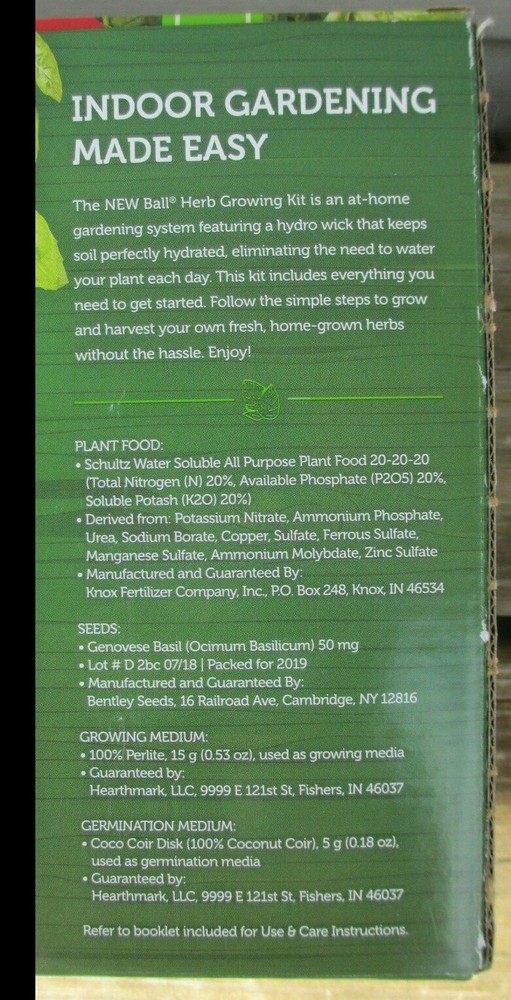 Ball Basil Herb Growing Kit Self-Watering Indoor Gardening