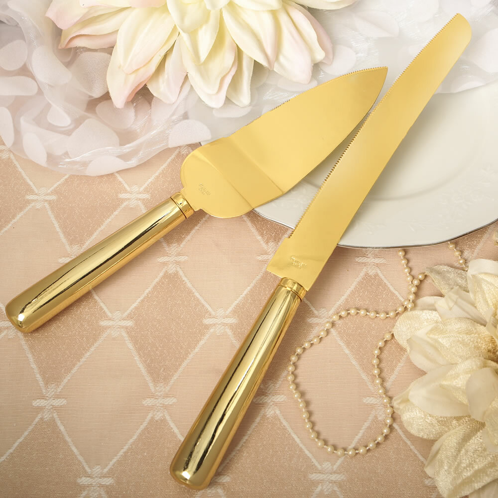 Simple Elegance Classic Gold Wedding Cake Serving Set - 2526