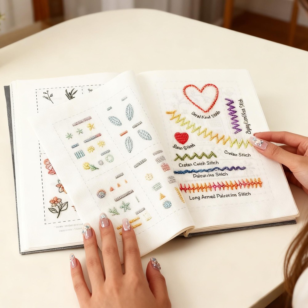Embroidery Stitch Book Kit - Portable with Multiple gray