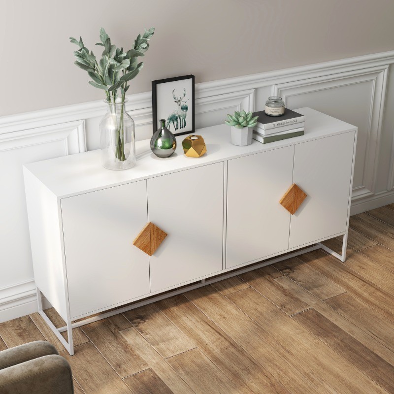 Solid wood special square handle design with 4 doors and double storage sideboar