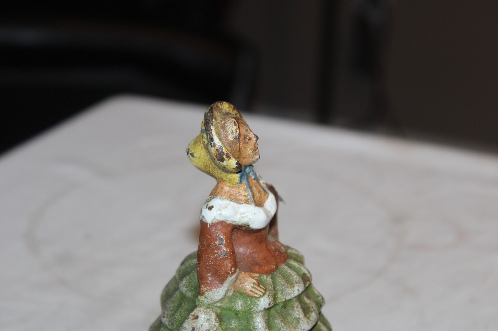 Vintage Cast Iron Painted Victorian Lady Doorstop