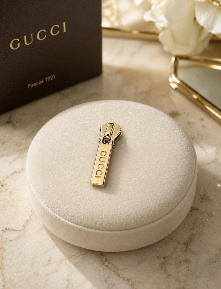 Authentic Gucci Gold Tone Zipper Pull Engraved Logo Replacement Repair