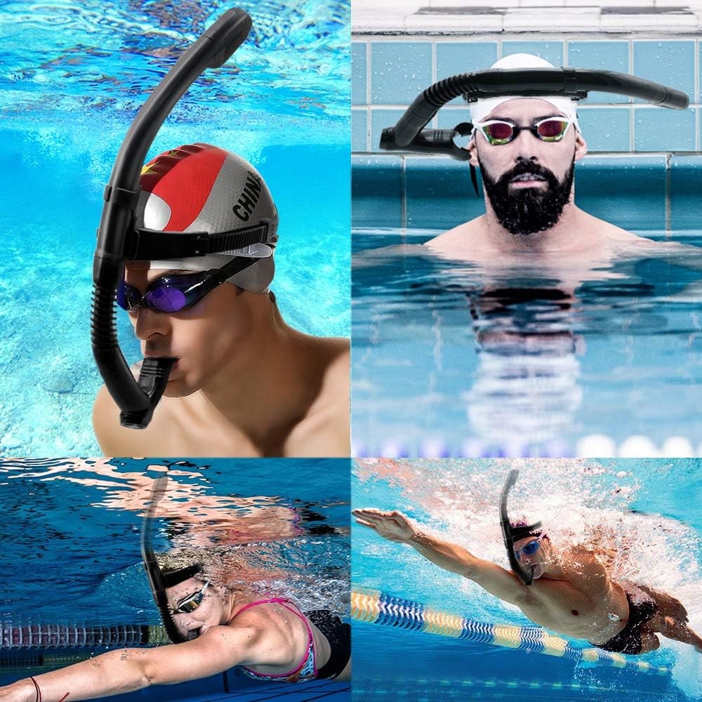 Rotate Function Swim Snorkel for Training Swimming Front Lap black