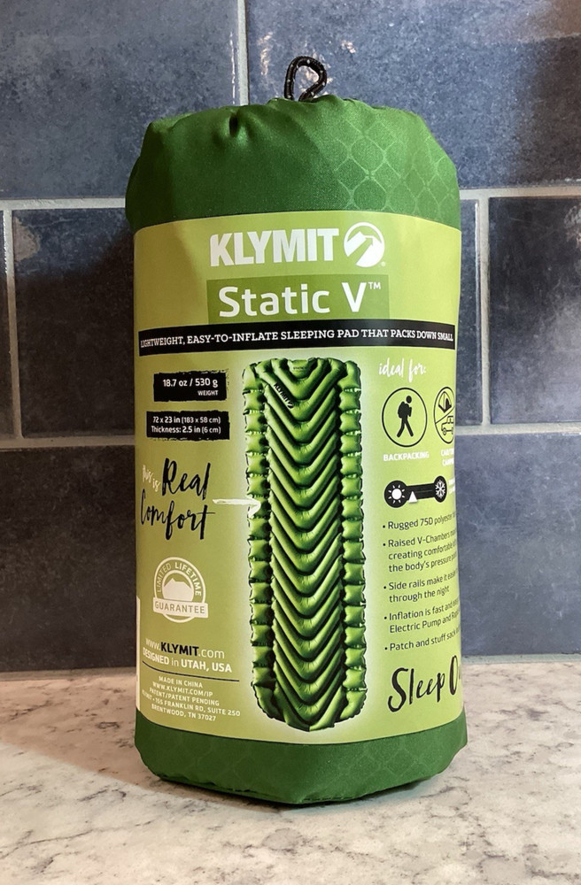 KLYMIT STATIC V Sleeping Pad  GREEN  NEW