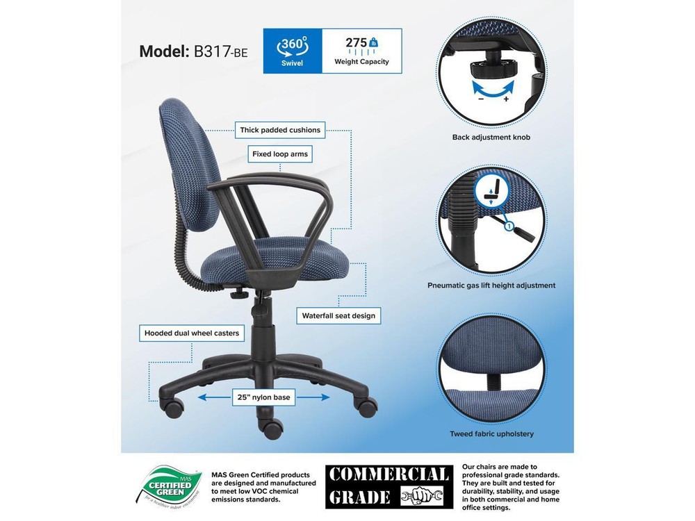 BOSS Office Products B317-BE Task Chairs