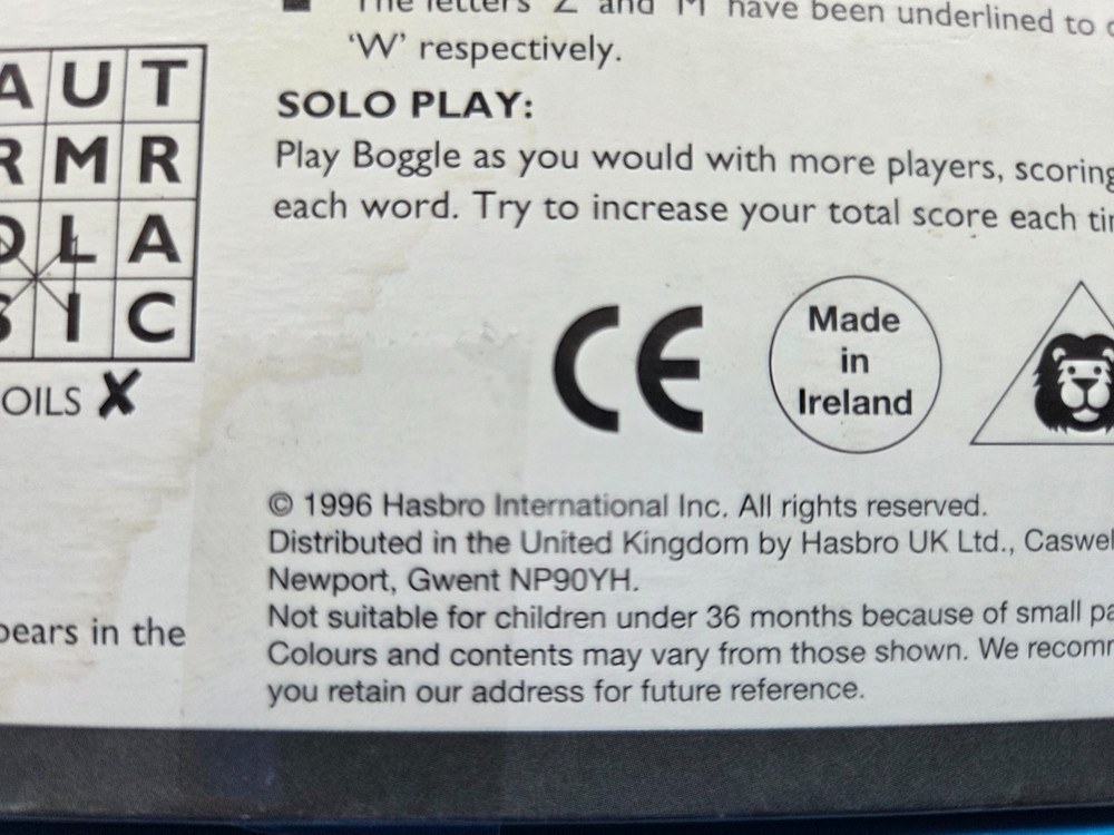 Parker Hasbro BOGGLE 1996 Edition Word Game Complete Very Good Condition