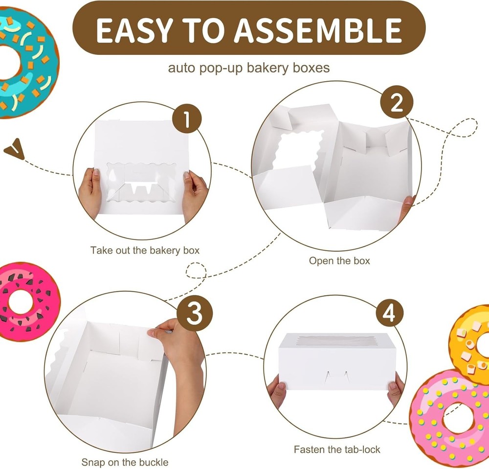 Stylish 28 Pack Cookie Boxes - Clear Window, Easy Assembly for Elegant Displays