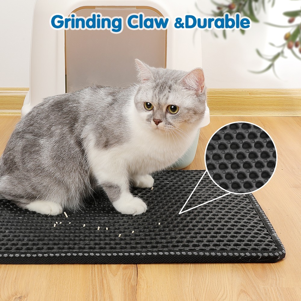 Double Layer Rice Shape Cat Litter Pad Cat Litter Cleaning Splash Proof Filter