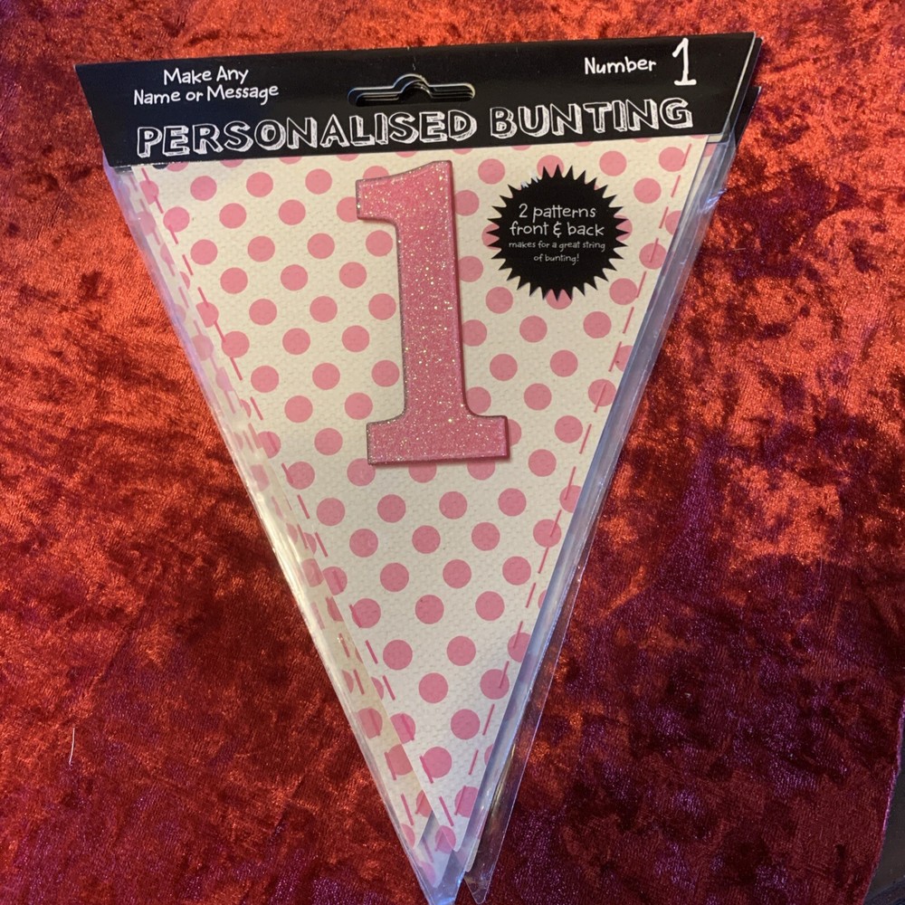 Make Any Message Or Name Personalised Bunting Pink  Number 1