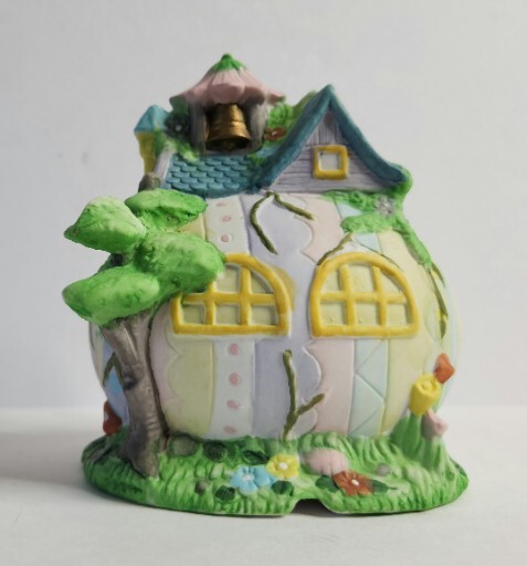 Vintage Easter Egg Porcelain Lighted Dwelling School