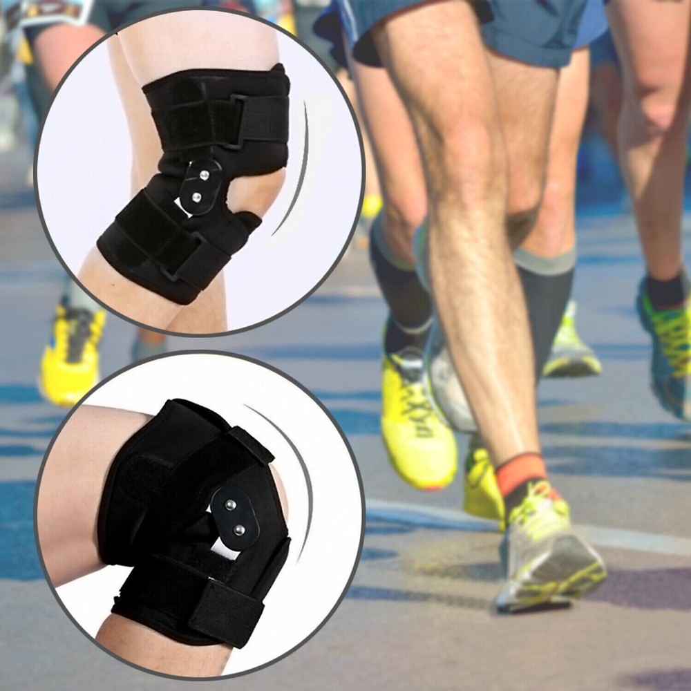 Knee Brace Hinged Compression Sleeve Joint Support Open Patella Stabilizer Wrap