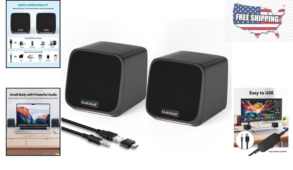 High-Definition USB-Powered Computer Speakers - Compact & Stylish Sound Solution