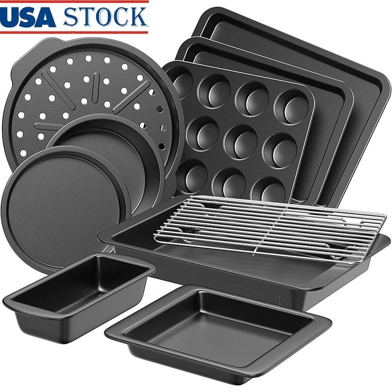 10 Piece Nonstick Baking Set Carbon Steel Bakeware Stackable Kitchen Essentials