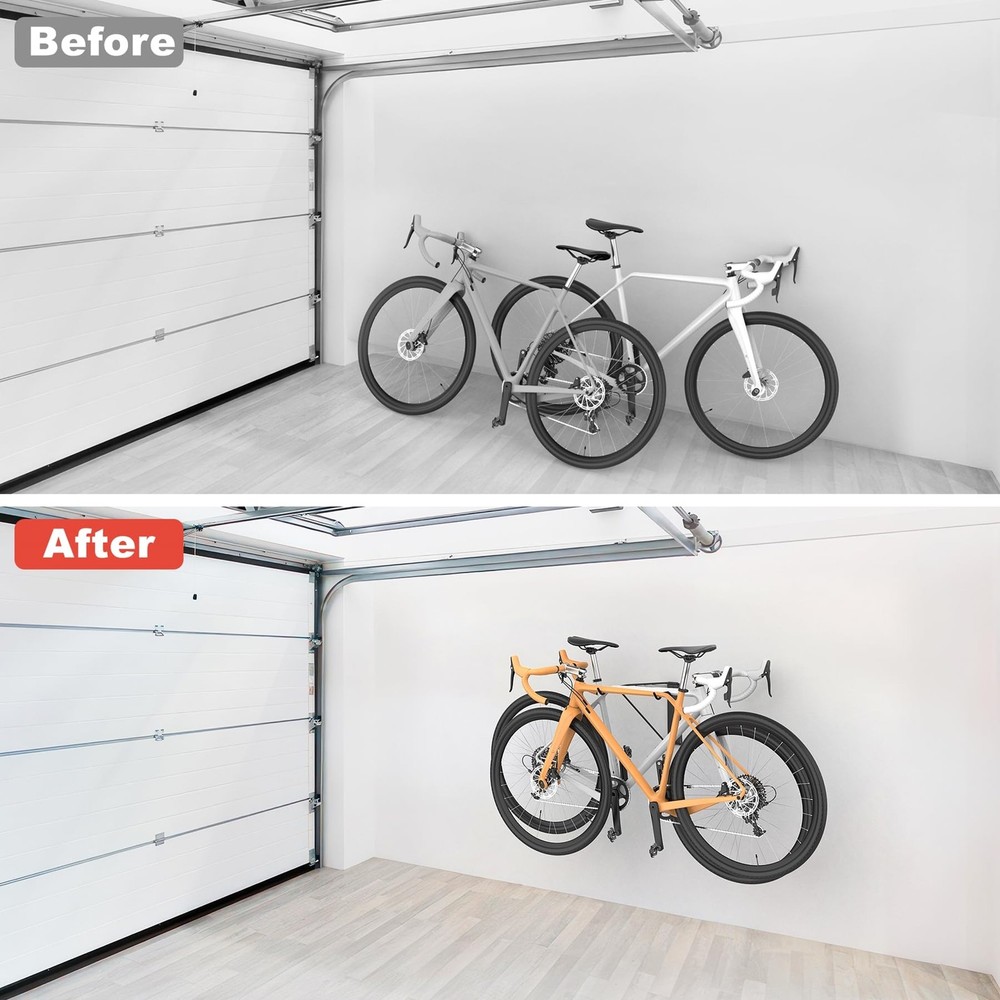 Wall Mounted Horizontal Bike Rack, Foldable Space Saving Bicycle Storage Solu...