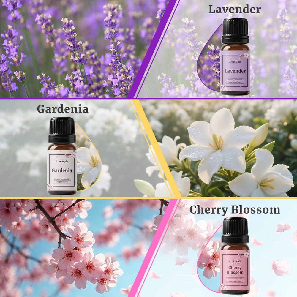 Floral Essential Oils Set for Diffusers, 6x10ml