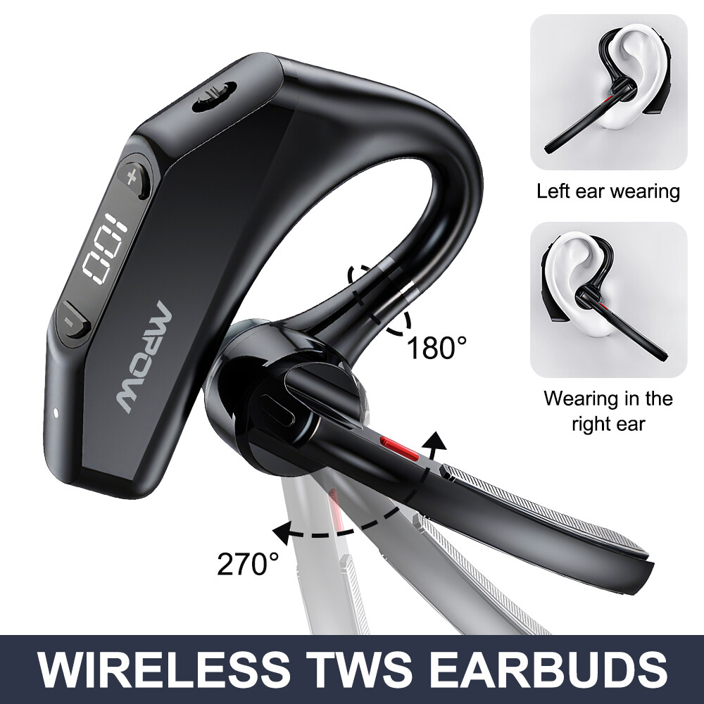 Mpow Bluetooth Headset Wireless Earpiece Earphone with Microphone for Cell Phone